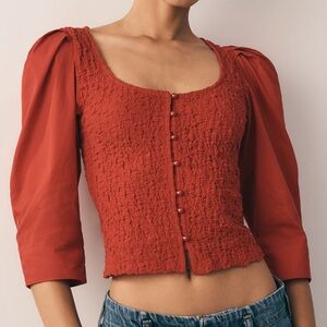 Anthropologie Smocked Cardigan Top